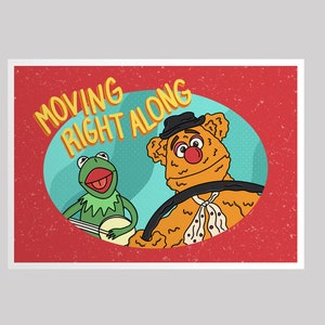 Cartão Postal Movin' Right Along Fozzie The Bear Kermit The Frog Muppet 5x7