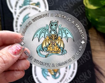 Fourth Wing Basgiath War College Riders Quadrant Dragon Officially Licensed Waterproof 3x3 Clear Vinyl Sticker!