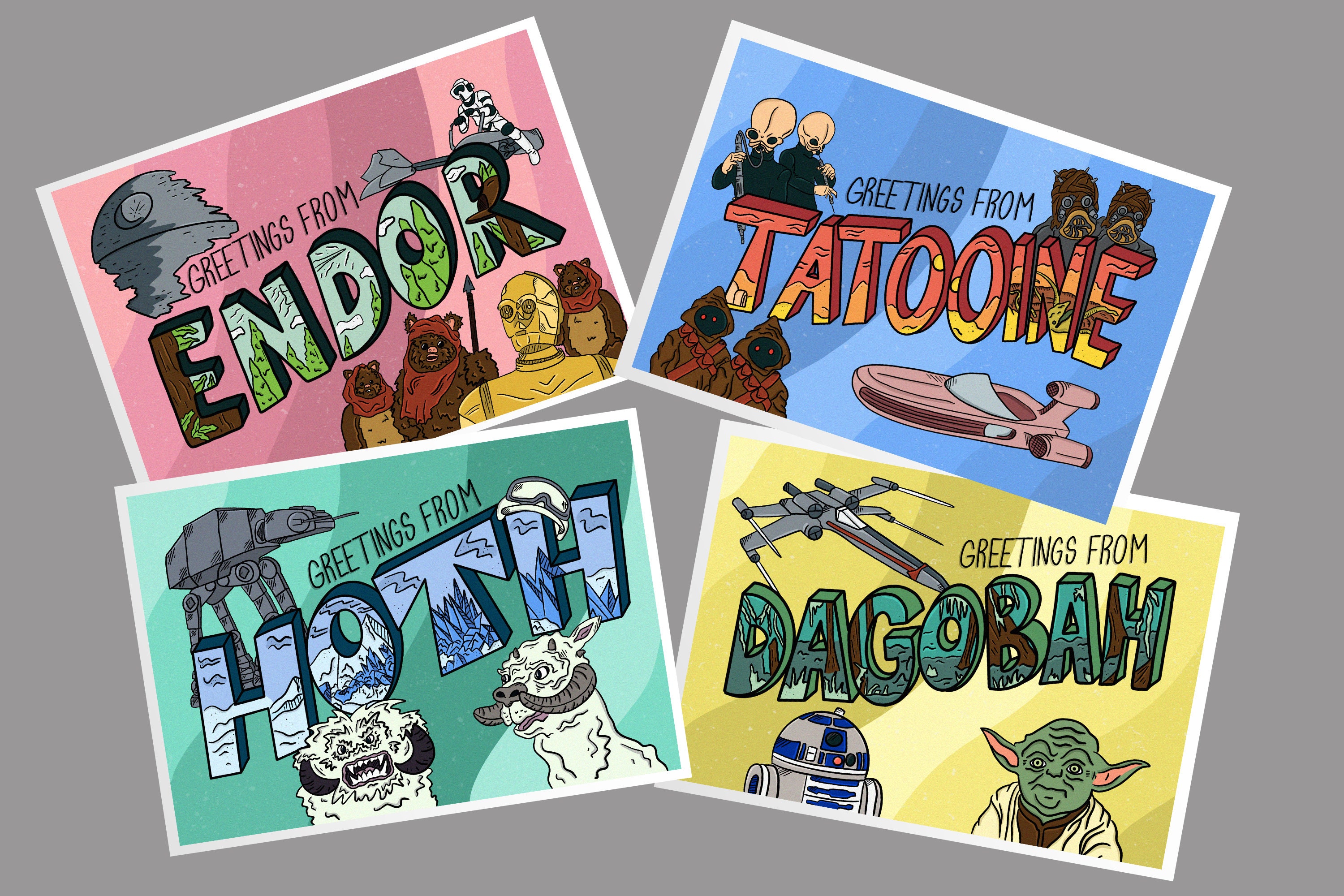 Greetings From Galactic Planets 5x7 Postcard Pack of 4 Bundle - Etsy