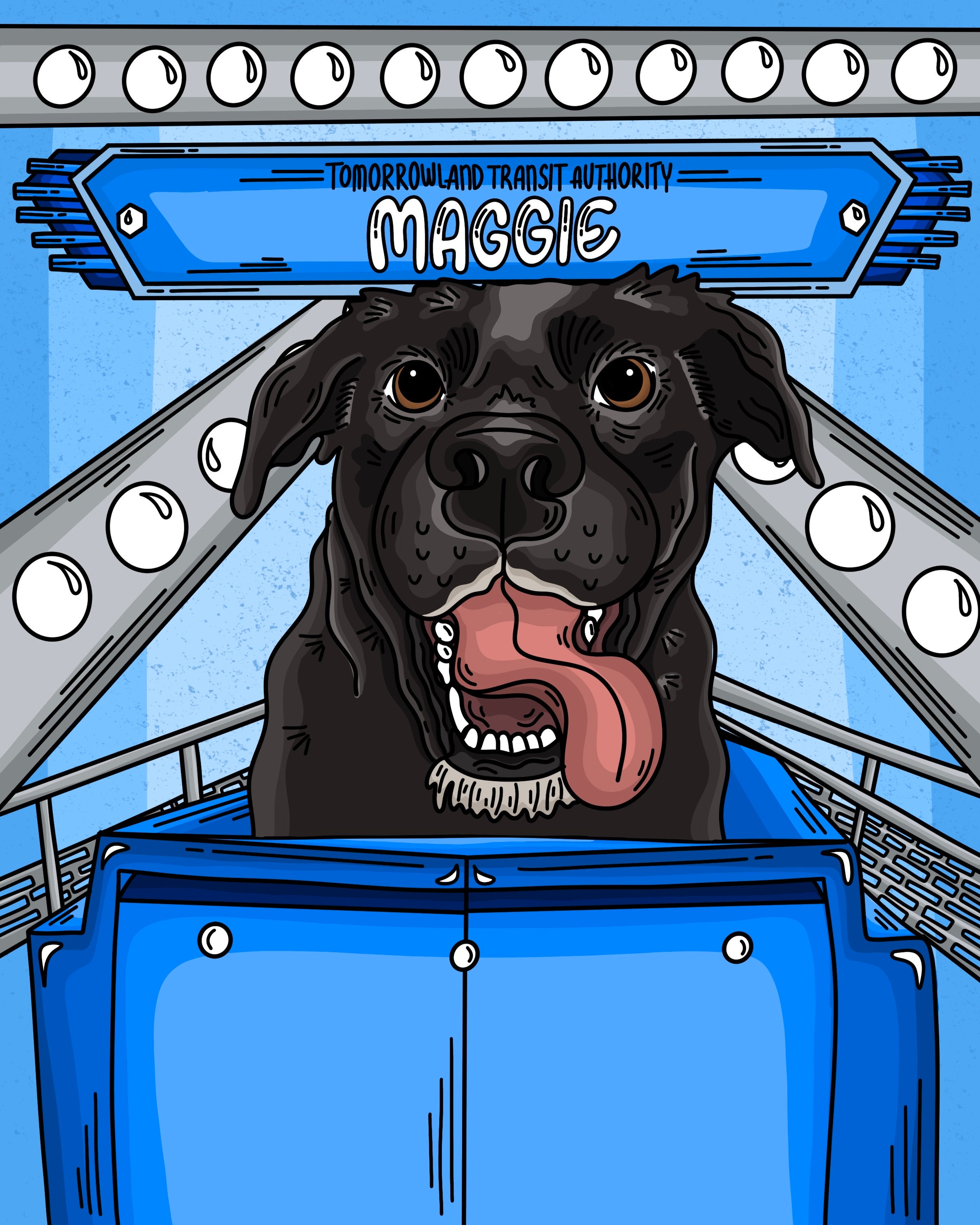 People Mover Disney Theme Park Ride Attraction Inspired Custom Pet Portrait! - Made to Order! - (Digital File + Print Combo!)