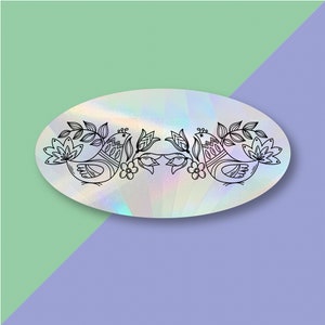 Colorful 1960s Arcopal France Partridges and Tulips Suncatcher - Unique Rainbow Maker Decal Sticker