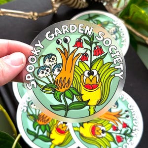 Spooky Garden Society süsse Pflanzen 3 x 3 Zoll durchsichtiger wasserdichter Vinyl Aufkleber!