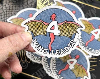 Parche adhesivo de vinilo 3x3 con licencia oficial, resistente al agua y con diseño de dragón Wingleader Riders Quadrant de la Escuela de Guerra Basgiath del Cuarto Ala.