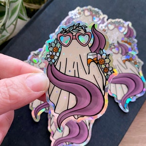 TS Anti-Hero It's Me Hi Ghostie Geisterherz-Brille Wasserdichter 3x2-Vinyl-Glitter-Aufkleber