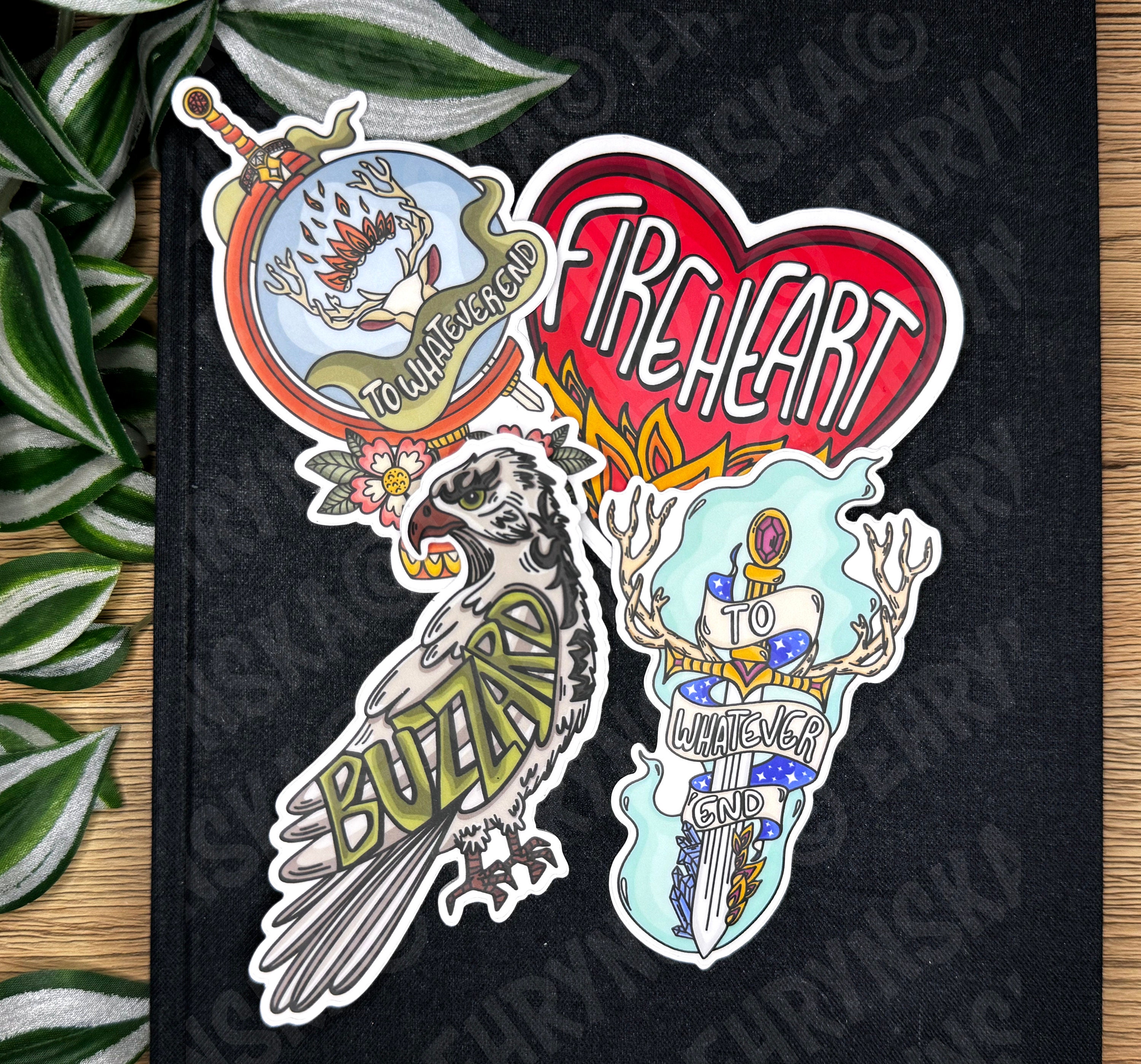 Officially Licensed Sarah J Maas Throne Of Glass Aelin Rowan Fireheart To Whatever End Buzzard Waterproof Vinyl Sticker Bundle Pack!