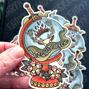 Glazen troon Aelin Rowan To Whatever End Globe doorzichtige vinylsticker - officieel gelicentieerde SJM-merchandise