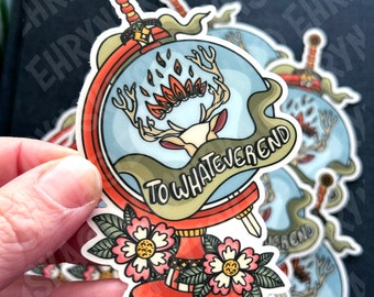 Throne Of Glass Aelin Rowan To Whatever End Globe Clear Vinyl Sticker - Officially Licensed SJM Merch