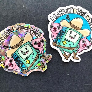 B-Mo Robot Bmo Cowboy ¡Protege la pegatina de vinilo impermeable transparente Pig-a-lets!