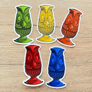 Viking Glass Owl Fairy Lamp 3.5&quot;x2&quot; Waterproof White Vinyl Sticker!