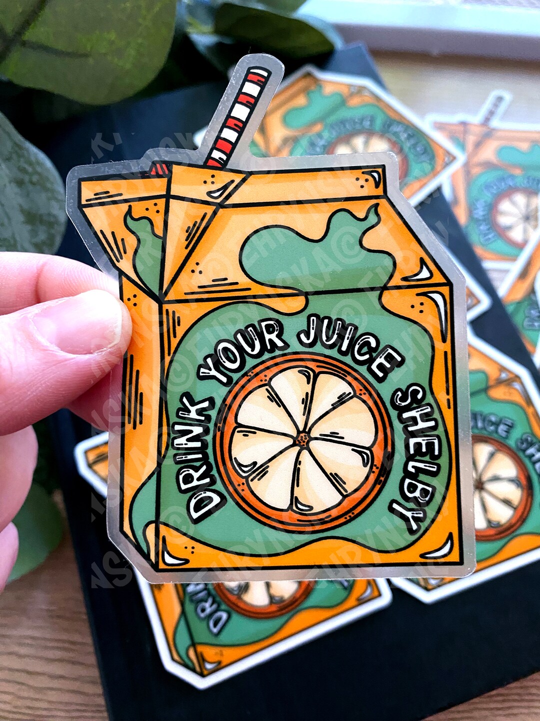 Steel Magnolias Drink Your Juice Shelby Carton Waterproof 3.5x2.5 Vinyl