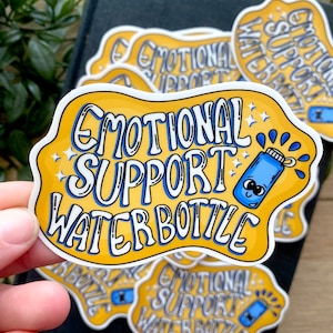 Emotionele steun waterfles 3,5 "x 2,5" waterdichte witte vinylsticker