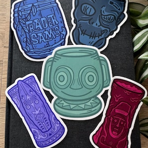 Trader Sam&#39;s Enchanted Tiki Bar Mug Waterproof White Vinyl Sticker Decal Pack!