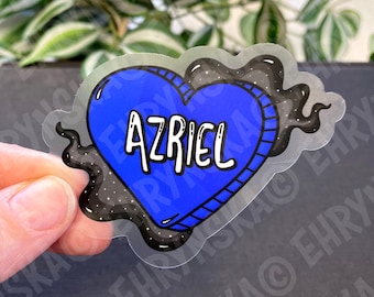 ACOTAR Azriel Candy Heart offiziell lizenzierter Sarah J Maas klarer wasserdichter 3x3-Vinyl-Aufkleber, Bücheraufkleber, Bücherwurm Geschenk, ACOTAR Geschenke