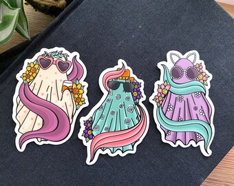 TS It's Me Hi Ghostie Glasses 防水 3x2 ビニール クリア ステッカー