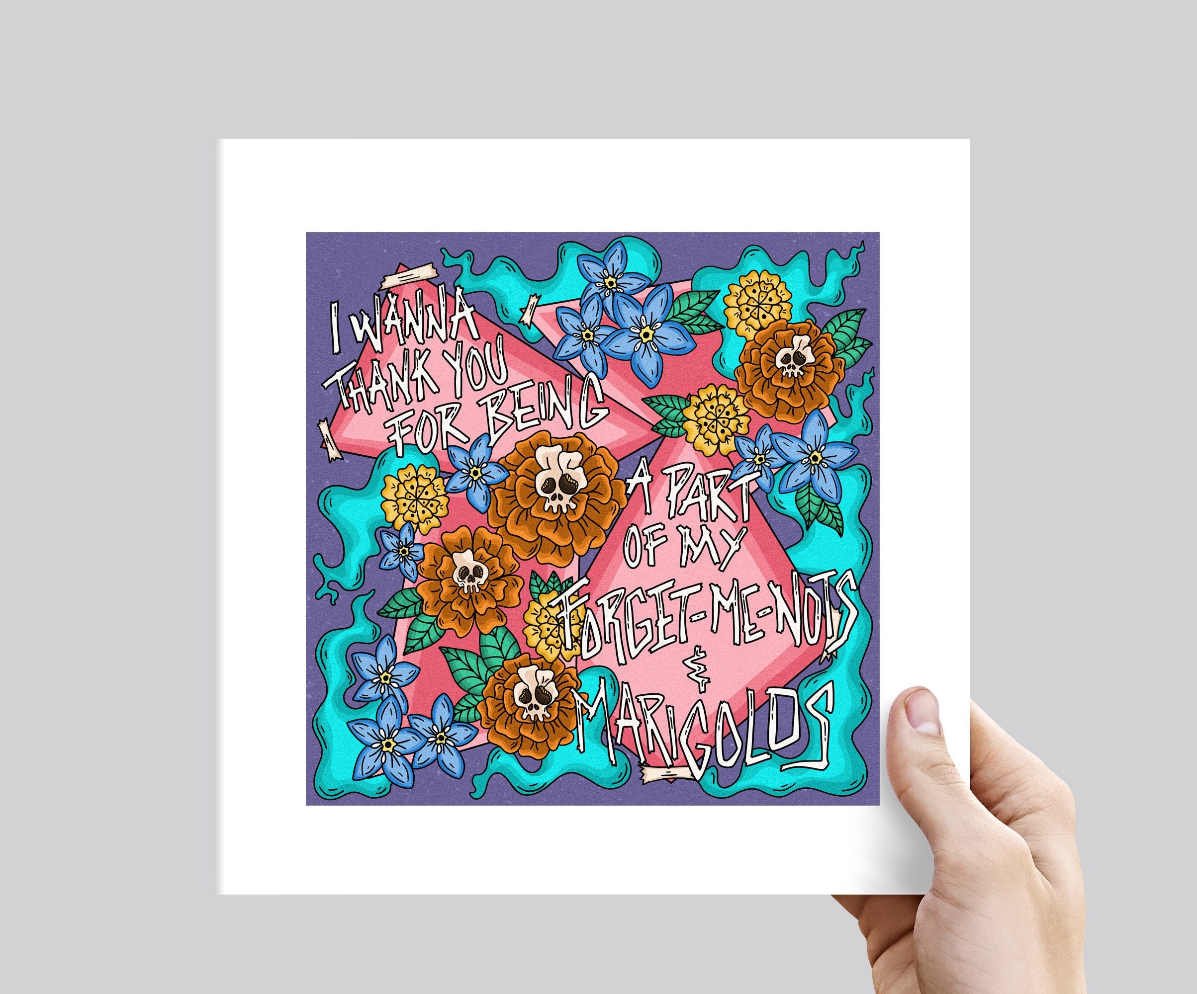 LG F.U.A.D. Forget-me-nots and Marigolds Punk Lyric Art Print