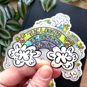 The Muppets The Lovers The Dreamers And Me Rainbow Pastel 3.5&quot;x2&quot; Waterproof Clear Vinyl Sticker