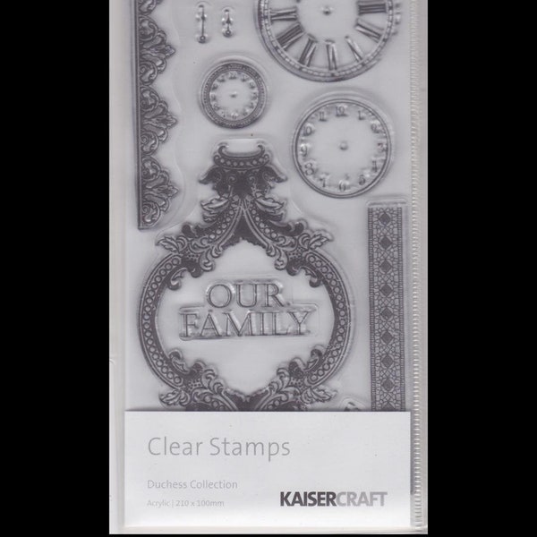 Duchess Collection Clear Stamps by Kaisercraft: Our Family, Clock, Borders