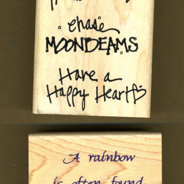 Follow Rainbows and Found Rainbow Rubber Stamps, 2 stamps, Inspirational Sayings