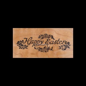 PSX E989 Happy Easter Rubber Stamp, Houten Mount