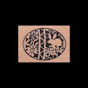 PSX F1642 Blumen- und Hasenhase Ostereier Stempel, Holzhalterung