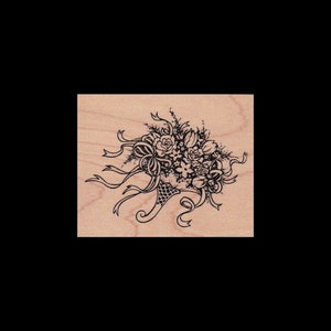 PSX Floral Bridal Bouquet, Rubber Stamp, F2095, Wood Mount