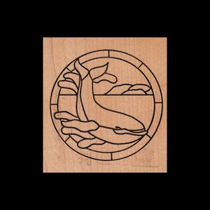 Glasmalerei Delfin Stempel, Holz Mount, Eindruck machen