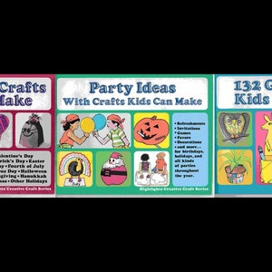 3 livros de artesanato infantil da revista Vintage Highlights: ideias para festas, artesanato para presentes e artesanato para férias