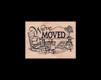 PSX, We've Moved, Rubber Stamp, Wood Mount, F2083