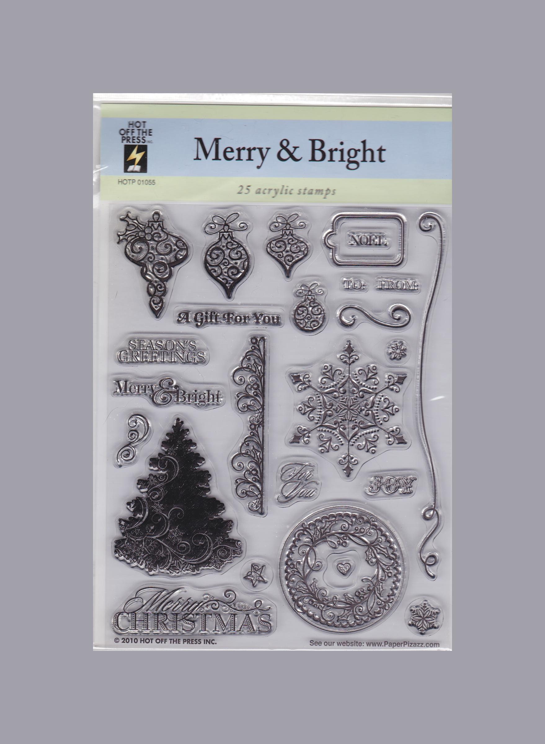 Merry and Bright Christmas Clear Stamps by Hot off the Press Etsy