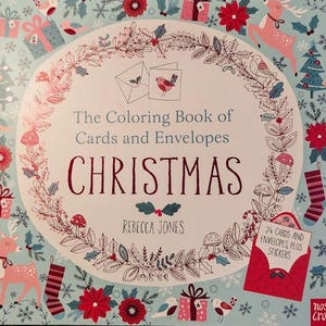 Het kleurboek met kaarten en enveloppen KERST door Rebecca Jones