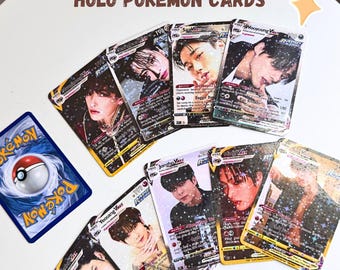 Ateez Holo Pokemon Trading Cards | Kpop photocards | Atiny | Fanmade Cards | Custom Cards | gift ideas | Aniteez | Golden Hour | K-pop | Bad
