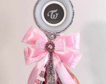 Pink White Lightstick Bow | Kpop Decoration | Concert Ribbon Bow | ONCE | Lace Bow| K-pop Merch Gifts | Concert Gear | CANDYBONG | TWICE