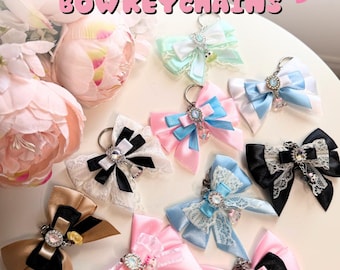 Sanrio Ribbon Bow Keychain | Keychain Bag Charm | Hello Kitty, My Melody, Kuromi, Keroppi, Pompompurin, Pochacco, Cinnamoroll