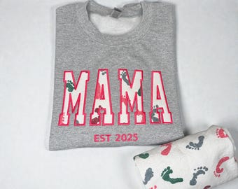 Cuello redondo con aplique bordado personalizado para usar con manta de bebé o mono con bordado en las mangas - Gildan y Comfort Colors