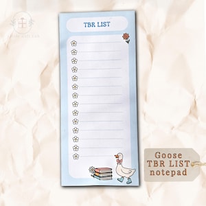 Handmade TBR List Goose Long Notepad Cute Cottagecore Reading Tracker Bookish Wishlist Checklist Stationery Physical Paper Desk Artisan Gift