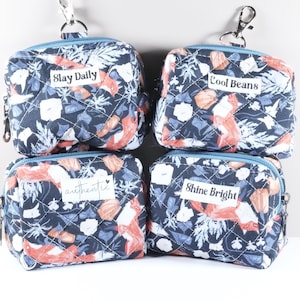 Quilted Keychain Zipper Pouch: Fox Print Coin Purse