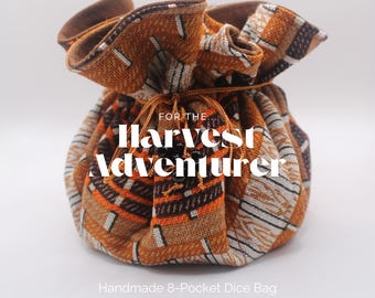 Dice Bag | The Harvest Adventurer | 8-Pocket Drawstring Bag for DND / TTRPG Dice & Miniatures