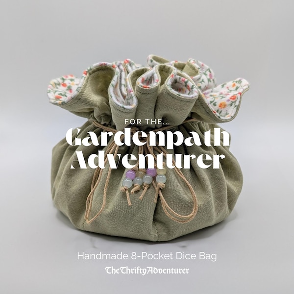 Bolsa para dados / El aventurero del sendero del jardín / Bolsa con cordón de 8 bolsillos para dados y miniaturas de D&D / TTRPG