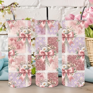 ハチとラベンダーのパッチワークタンブラーラップ、ひまわりの刺繍キルト、花柄の庭のミツバチ（デジタルダウンロード）