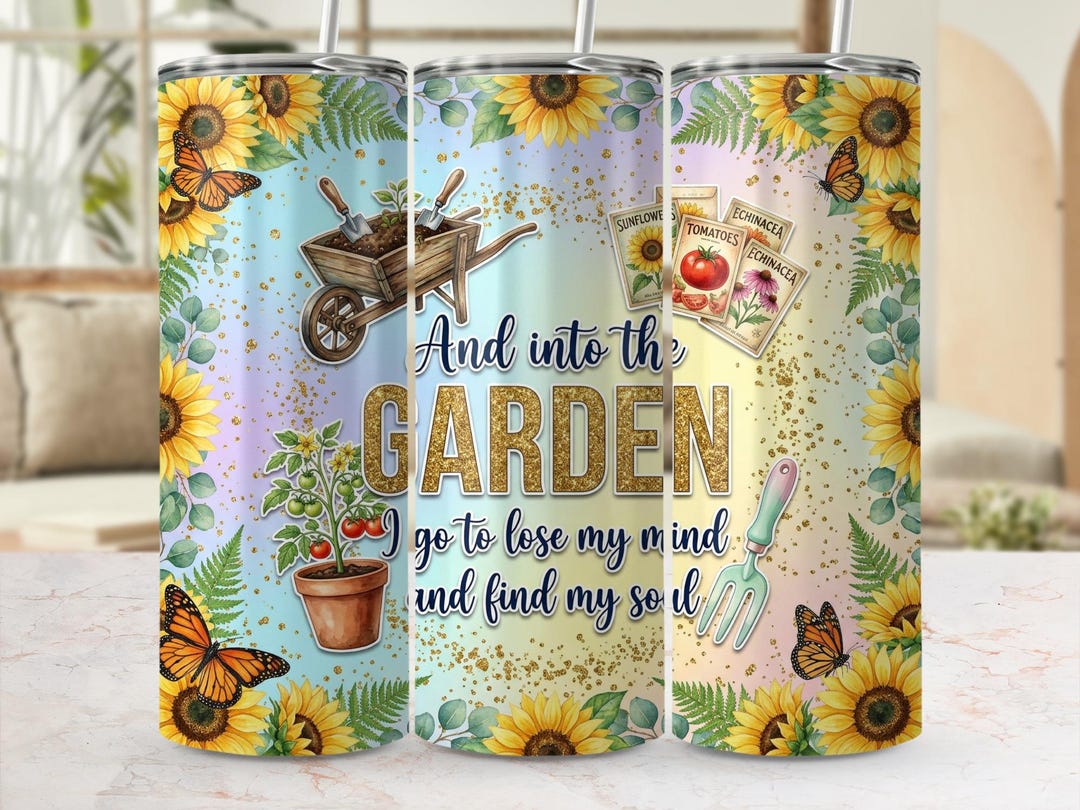 Gardening Tumbler Wrap PNG Sunflower Butterfly Inspirational Quote gardening-tumbler-wrap-png-sunflower-butterfly-inspirational-quote