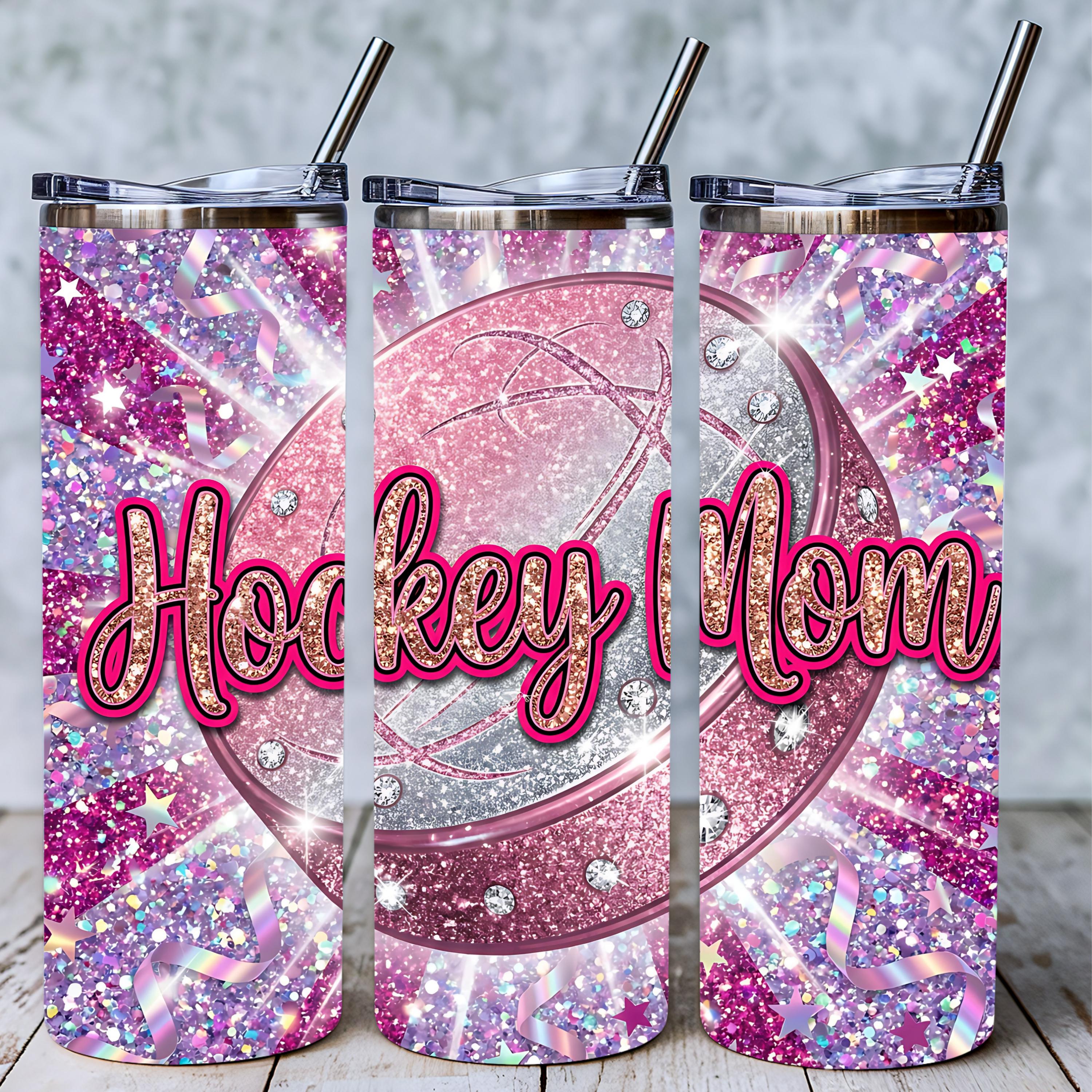 Glitter Hockey Mom 20oz Tumbler Wrap PNG, Game Day Sublimation (Digital Download)