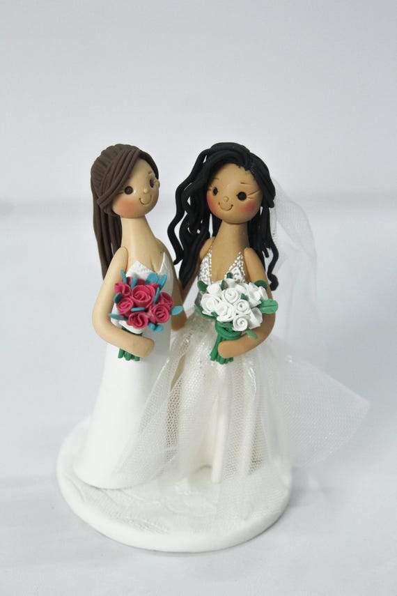 Bride & Bride Wedding Cake Topper, Lesbian Wedding Cake Topper, Same Sex  Couple, Handmade Anniversary Figurine, Under 100usd Topper - Etsy Israel