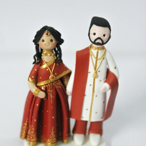 Custom Indian wedding cake topper, Hindu bride & groom figurine