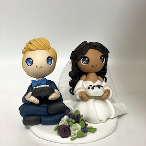 Gamer wedding cake topper, video game lover wedding, where we met love figurine