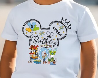Disney Birthday Boy Shirt: Toy Story Characters - Custom Name and Age