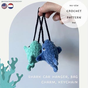 Patrón de crochet para llavero de tiburón (PDF) - para llaves, coche y bolso (inglés estadounidense y holandés)