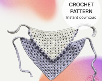 Crochet Bandana Headband Pattern: Easy Boho Hair Scarf (PDF Pattern)