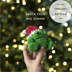Crochet Frog Santa Hat Pattern – Christmas Amigurumi Bag Charm (PDF Pattern)