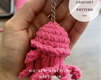 No-Sew Jellyfish Keychain Crochet Pattern | Amigurumi Sea Animal PDF | Beginner Friendly