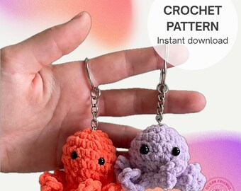 No-Sew Crochet Octopus Keychain Pattern: Beginner Friendly (PDF Download)